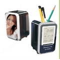 Rectangular Photo Frame w/ Pen Holder and Digital Clock